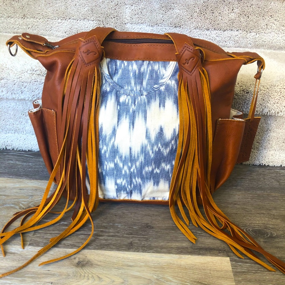 Nena & Co Og Charlie medium Cdb bag purse leather huipil with detachable fringe